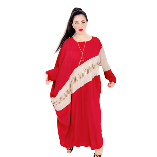Red Abaya With Beige Middle Lining