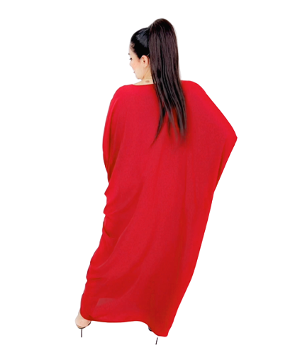 Red Abaya With Beige Middle Lining