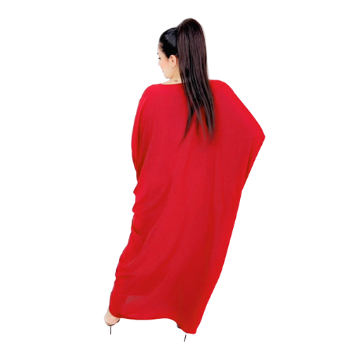 Red Abaya With Beige Middle Lining